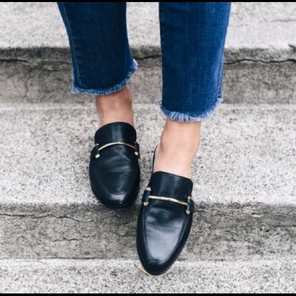 steve madden black leather mules